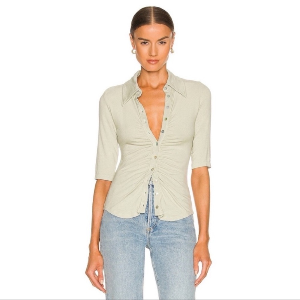 Song of Style Light Cream Button-Down Shirt